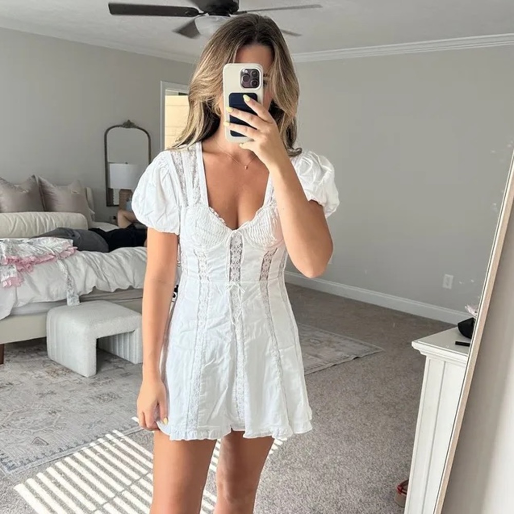For Love & Lemons Maura Poplin Mini Dress Size Large - Picture 2 of 9